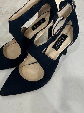 Jones New York Signature Christie High Heel Shoes 6.5 Stiletto Zip Navy Blue